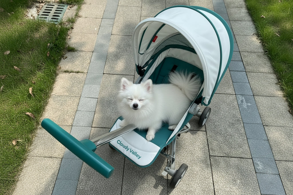 Cloudy Valley Pet Stroller for Small & Medium Dogs, Exquisite & Sturdy Canvas Travel Pet Carrier